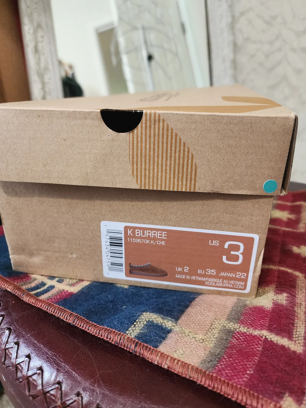 Koolaburra Tan Suede Slip-On Loafers with Patterned Trim